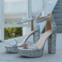 Womens Silver Stiletto High Shoe