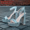 Womens Silver Stiletto High Shoe