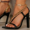 Womens Sandal Scarpin Gold Chain