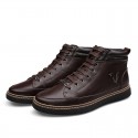 Sapatênis Male Social Boot Leather Brown and Black Cano Alto