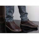 Sapatênis Male Social Boot Leather Brown and Black Cano Alto