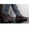 Sapatênis Male Social Boot Leather Brown and Black Cano Alto