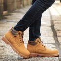 Bota Unisex em Couro Macio Resistente e Solado em Borracha