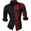 Casual Shirt Patchwork Black and White buttons Men's Long Sleeve