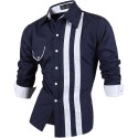 Camisa Casual Slim Fit Masculina Botões Listrado Social Elegante