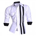 Casual Shirt Men's Slim Fit Button Striped Elegant Social