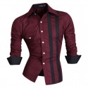 Casual Shirt Men's Slim Fit Button Striped Elegant Social