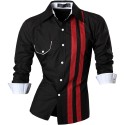 Casual Shirt Men's Slim Fit Button Striped Elegant Social