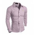 Camisa Social Lilas Masculina Slim Fit Esporte Fino Elegante Dia a Dia