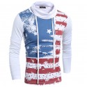 Camiseta Americana de Inverno Estampada Bandeira Masculina