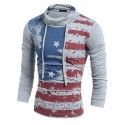 Camiseta Americana de Inverno Estampada Bandeira Masculina