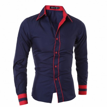 Social Party Night Shirt Men's Long Sleeve Button Slim Fit