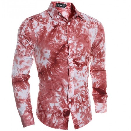 Camisa Texturizada Masculina em Tintura Manchada em Borronhes Estampa