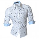 Camisa Casual Masculina Elegante em Bolinhas Manga Longa Social