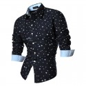 Casual Shirt Men's Stylish Polka Dot Long Sleeve Social