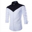 Camisa Social Masculina Preto e Branco Elegante Festa Manga Longa