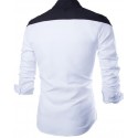 Camisa Social Masculina Preto e Branco Elegante Festa Manga Longa