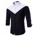 Camisa Social Masculina Preto e Branco Elegante Festa Manga Longa