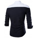 Camisa Social Masculina Preto e Branco Elegante Festa Manga Longa