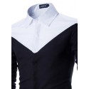 Social Men's Black Shirt and White Elegant Party Long Sleeve