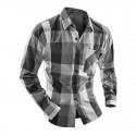 Shirt Men's Fashion Plaid Country Casual Red Party and Grey