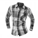 Shirt Men's Fashion Plaid Country Casual Red Party and Grey