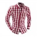 Checkered Shirt Men's Casual Fashion Elegant Party Club