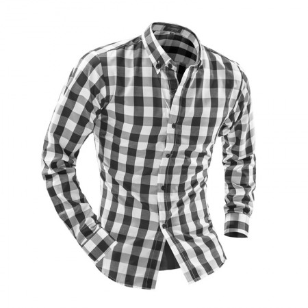 Checkered Shirt Men's Casual Fashion Elegant Party Club