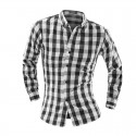 Checkered Shirt Men's Casual Fashion Elegant Party Club