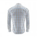 Camisa Quadriculada Casual Masculina Branca Manga Longa Elegante