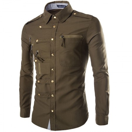 Shirt Military Formal Men's Commander Authority