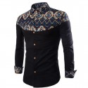 Shirt African Social Holiday Men's Long Sleeve Elegant Vintage