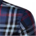 Casual Shirt Plaid Elegant Men's Long Sleeve Purple