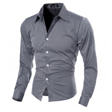 Social Striped shirt Elegant Thin Men's Formal Neutral