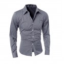 Camisa Social Listrada Elegante Fina Masculina Formal Neutra