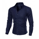 Elegant Social Shirt Men's Formal Event Long Sleeve Bright