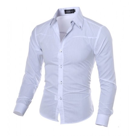 Elegant Social Shirt Men's Formal Event Long Sleeve Bright