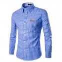 Shirt Men's Social Checkered Long Sleeve Stylish