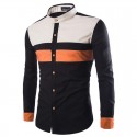 Striped Shirt Men's Casual Black Long Sleeve Party Club