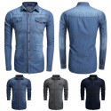 Shirt Jeans Slim Men's Jacket Elegant Country Club Party