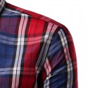 Camisa Casual Xadrez Elegante Masculina Manga Longa vermelho