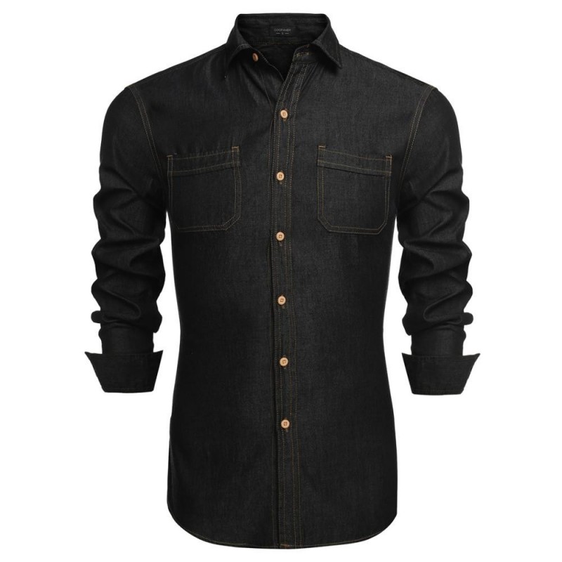 camisa masculina jeans preta