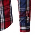 Casual Shirt Plaid Elegant Men's Long Sleeve Red