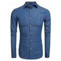 Camisa Casual Jeans Fino Preto e Azul Jaqueta Masculina Aventura