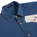 Camisa Casual Jeans Fino Preto e Azul Jaqueta Masculina Aventura