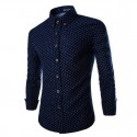 French shirt Polka Dot Men's Casual Long Sleeve Social