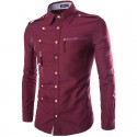 Shirt Jeans Slim Men's Jacket Elegant Country Club Party