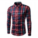 Casual Shirt Plaid Elegant Men's Long Sleeve