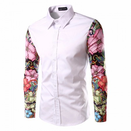 Camisa Casual Masculina Floral Férias de Verão Praia Mar Moderna