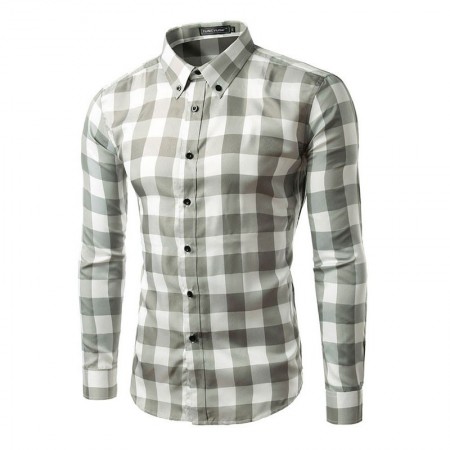 Camisa Xadrez Jovem Casual Masculina Manga Longa